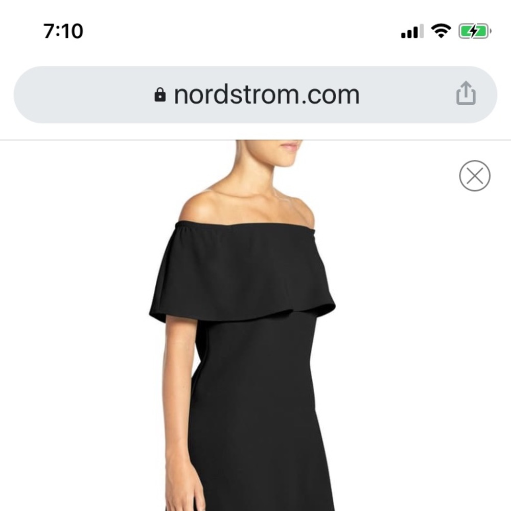 Off-the-shoulder black formal dress